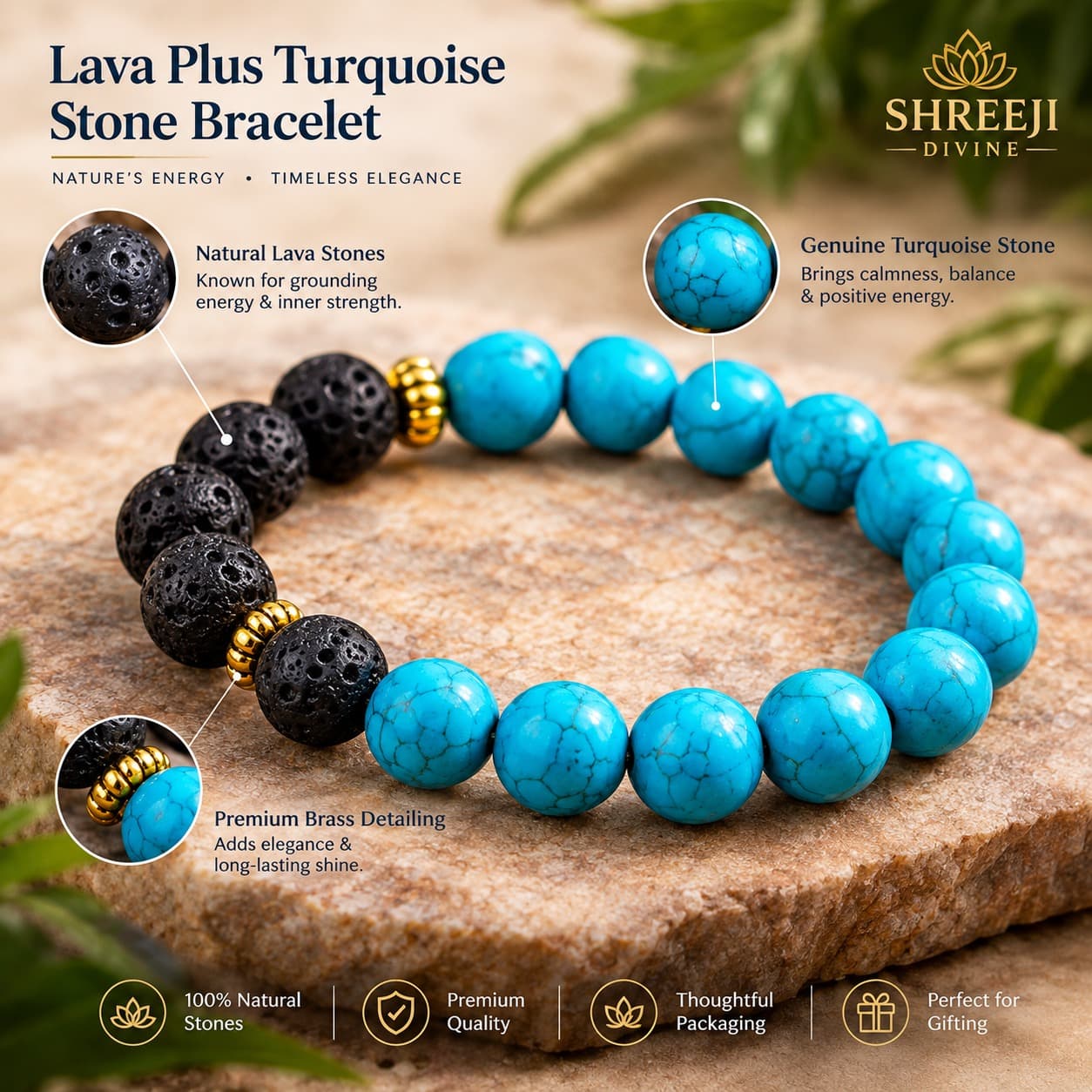 Turquoise Lava Stone Bracelet